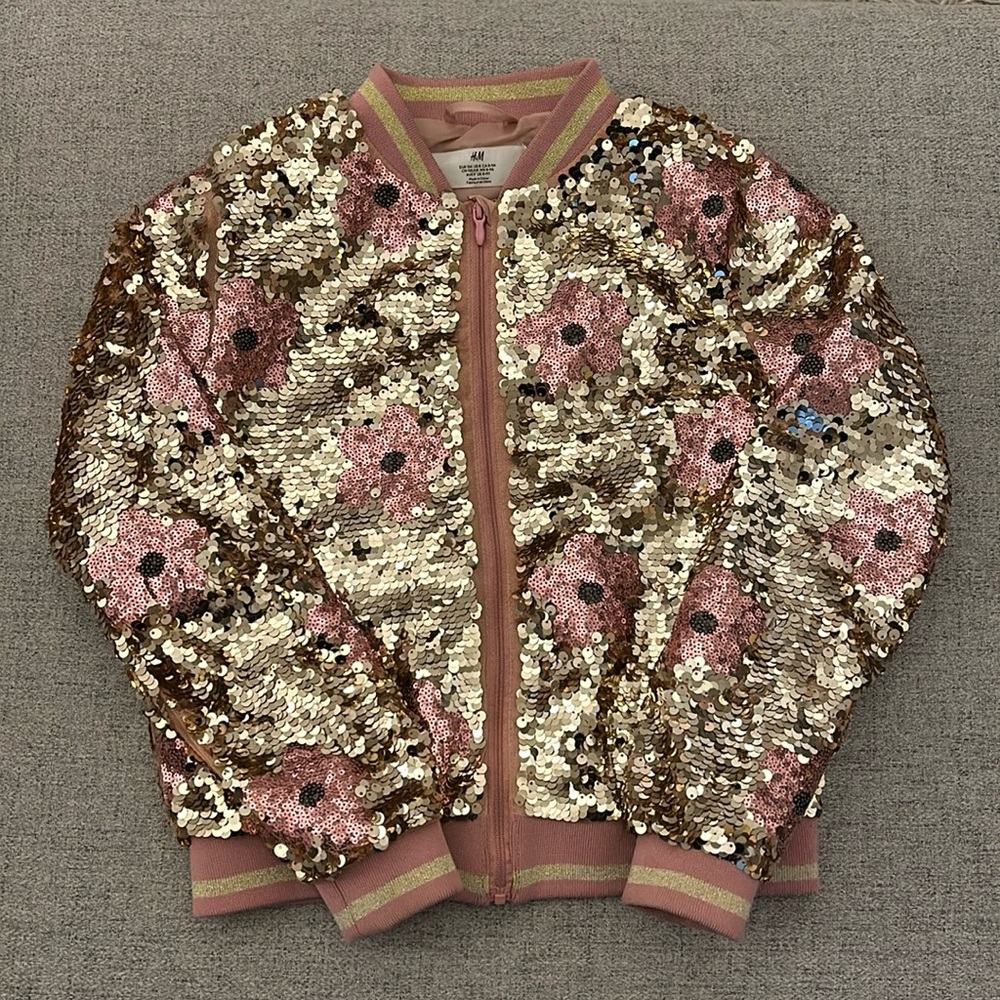 H&M girls sequin bomber jacket